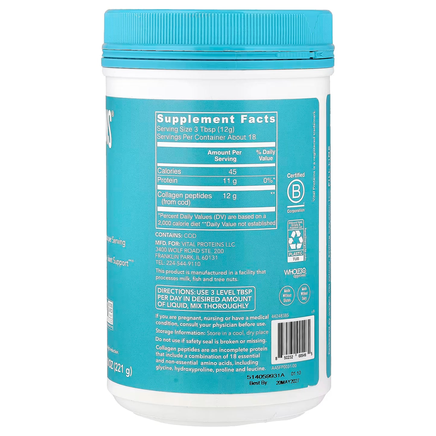 Vital Proteins - Colágeno en Polvo Marine Collagen Sin Sabor