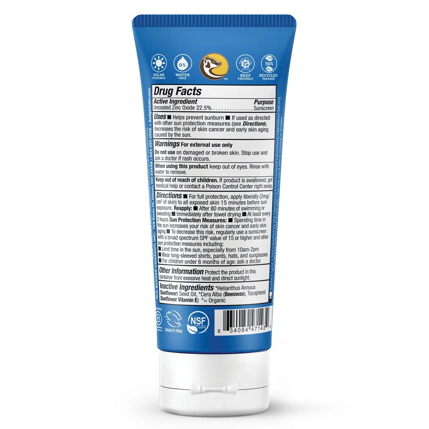 Badger – Bloqueador Sport Mineral Sunscreen Cream SPF 40