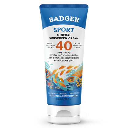 Badger – Bloqueador Sport Mineral Sunscreen Cream SPF 40
